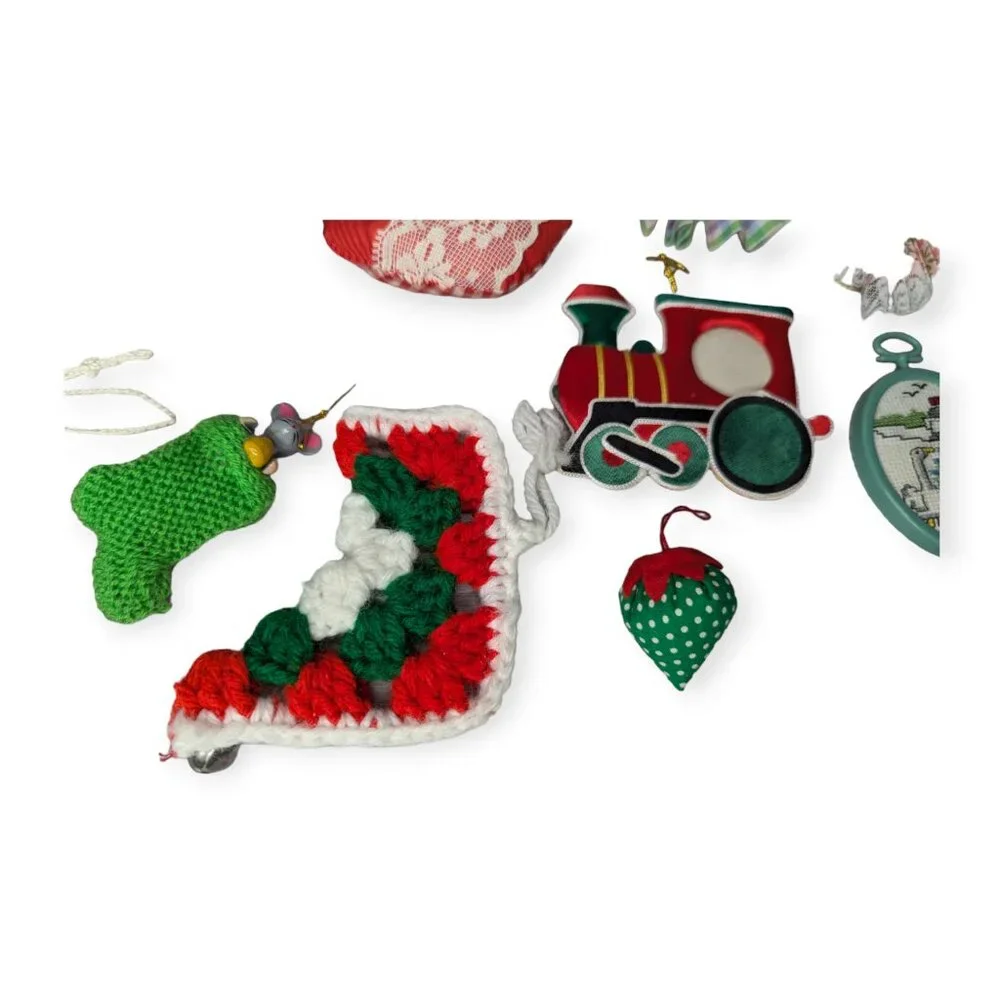 Vintage Group of 14 Ornament Some Hand Made